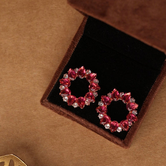 Red leaf stone stud