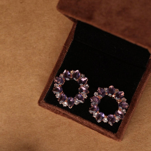 Purple leaf stone stud