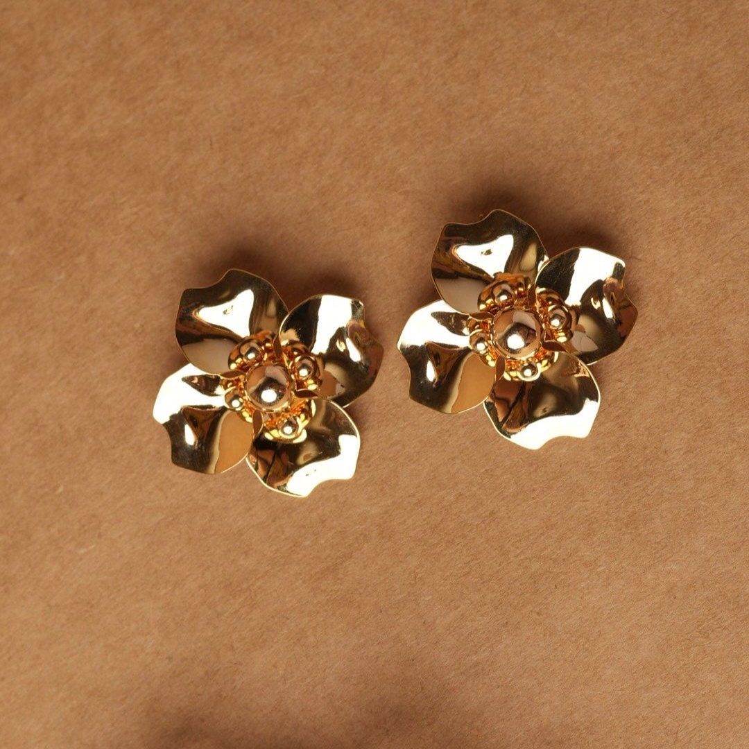 Golden Flower Gold Earrings