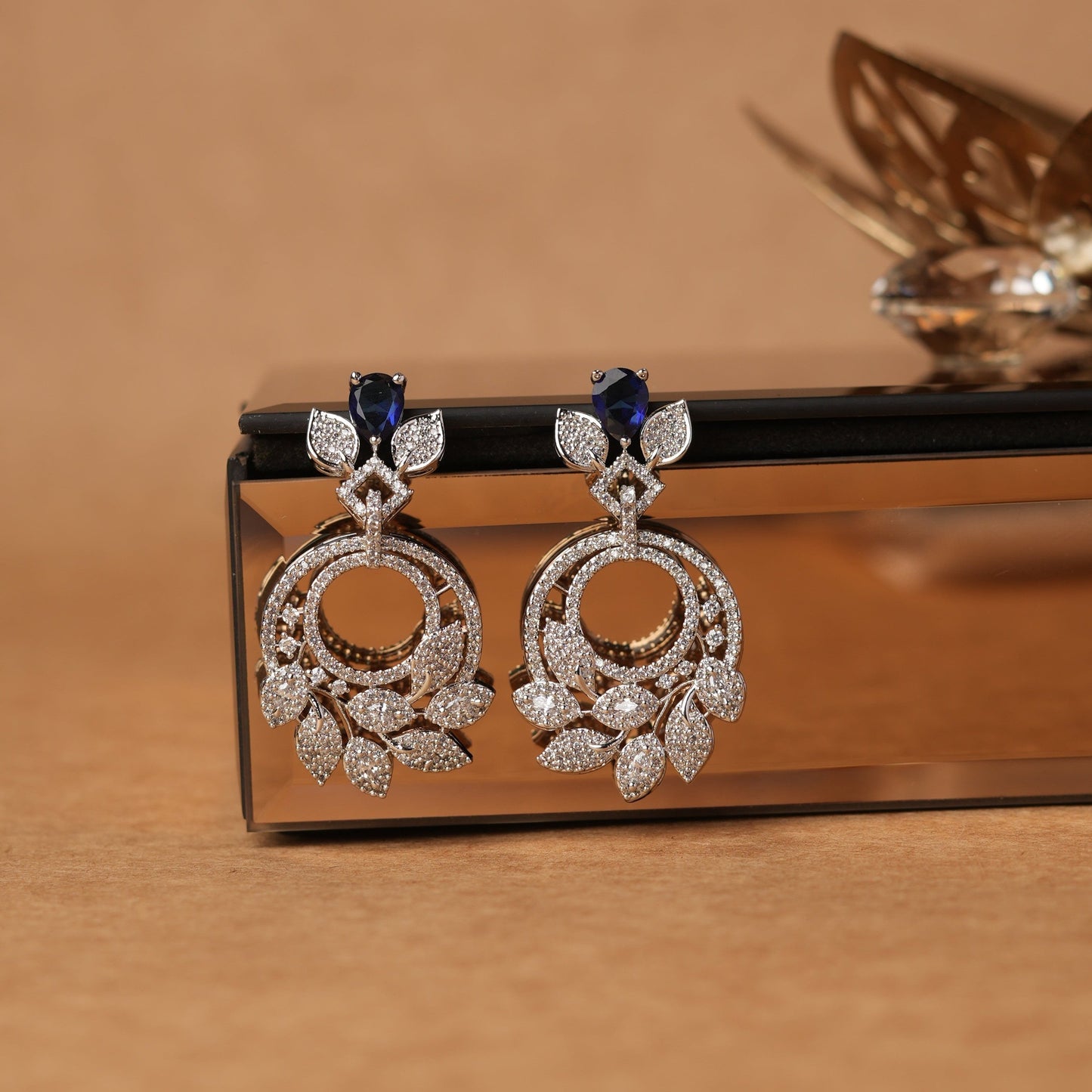 AD Blue Silver Drop Earring