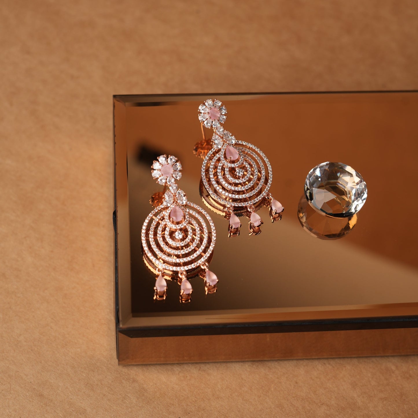 AD pink and white stone earring