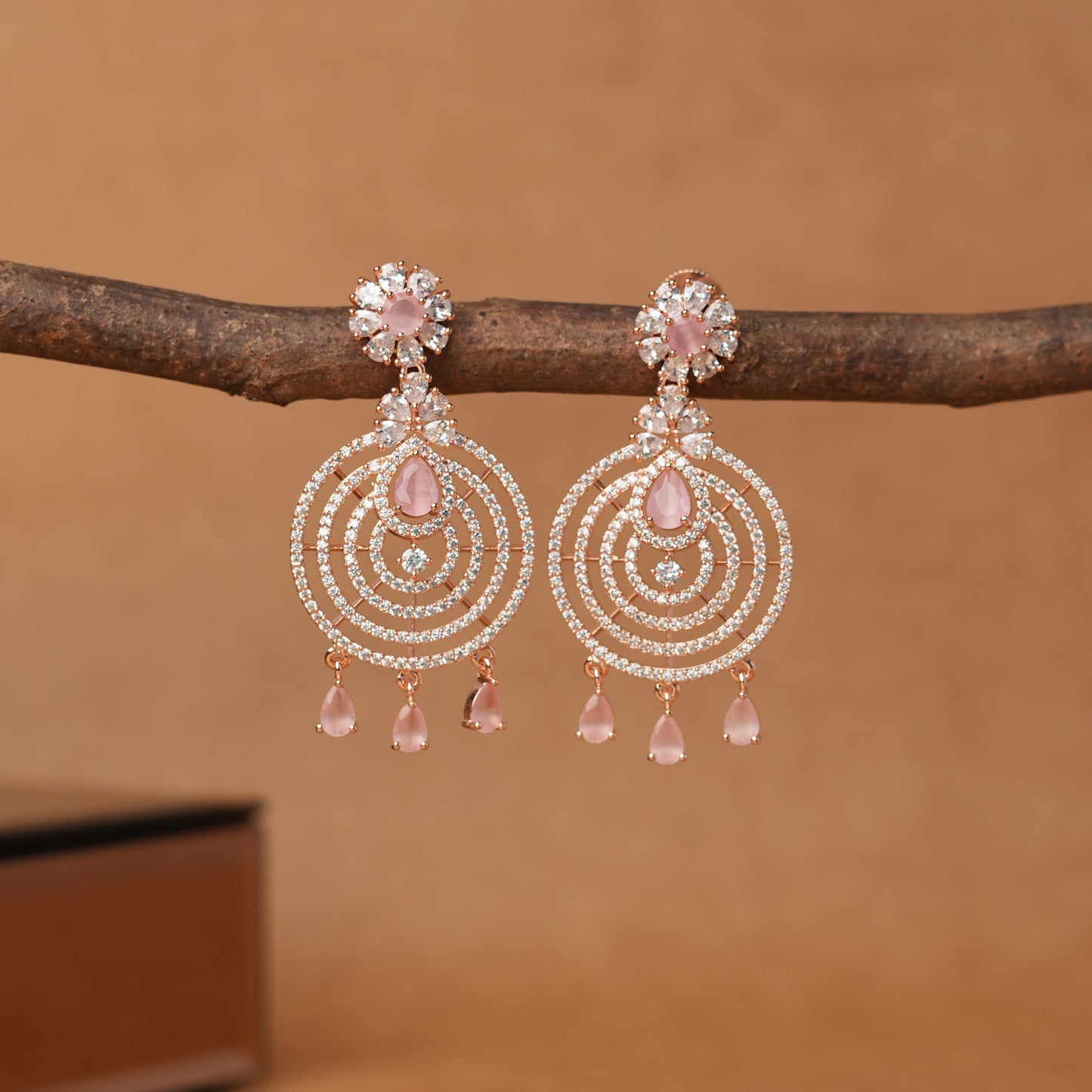 AD pink and white stone earring