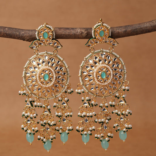 Long Kundan Drop Earrings